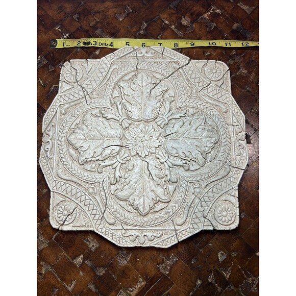 Cream Plaster Mandala Tile Wall Hanging 12”x12” - Picture 1 of 4